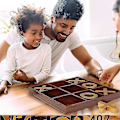 Miniatyrbilde 5 av 5: 10-delt Premium Solid Wood Tic-Tac-Toe Brettspill Gigant Gull 14 tommer Utendørs/Innendørs Festsett Leke Fo