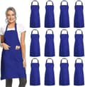 12-pack Enfärgade Haklappsförkläden Med 2 Fickor - Unisex Förkläde Bulk För Kök Matlagning Restaurang Bbq Målning Hantverk Blue
