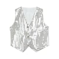 Miniatyrbild 1 av 5: Glitterväst Unisex Färgstark Paljettväst för Barn för Fest White L