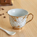Miniatyrbilde 3 av 3: Kaffekopp med blomst gullkant Temug luksus porselenskopp og skål espressokopper hjemme