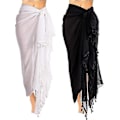 Miniatyrbillede 5 af 5: Kvinder Beach Batik Lang Sarong Badedragt Cover Up Wrap Pareo With Tasselblack1stk