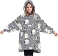 Overdimensjonert hettegenserteppe, mykt fleece-hettegenserteppe for kvinner, menn, barn, bærbart hettegenserteppe med stor lomme child