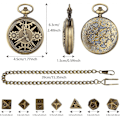 Miniatyrbilde 2 av 5: Mini DND Terning Sett med Steampunk Bronse Hul Kasse for Lommeur, 7 stk Polyedriske Metall Terninger, Dungeons and Dragons Gaver