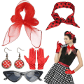 Miniatyrbillede 1 af 5: 5tlg Rockabilly Accessories - 1950'er kostumesæt til kvinder