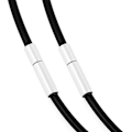 Miniatyrbillede 1 af 5: 2stk 2mm Bredde Skin Reb Halskæde Legering Kæde Halskæde Sort Sølv Farve Mand Længde 51cm