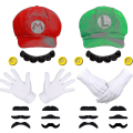 Pikkukuva 1 / 3: Super Mario Bros Mario Ja Luigi Hatut, Lakit, Viikset, Hanskat, Napit, Cosplay-asu