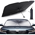 Pikkukuva 1 / 6: Aurinkovarjo auton tuulilasiin, SUV- ja kuorma-autojen aurinkovarjo, UV-suojattu, taittuva 360 asteen kiertävä varsi (polyesteri, 140 cm x 80 cm).