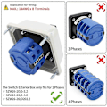 Miniatyrbild 3 av 5: Universal Rotationsomkopplare SZW26-20/D202.2D med Master Switch Ytterlåda 660V 20A 3 Positioner 2 Fas