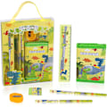 Miniatyrbillede 1 af 5: Dinosaur Stationery Set, Stationery Gaveæske, Inkluderer 2 stk. Etuier, Linealer, Viskelæder, Blyantspidser og Møntpung