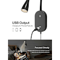 Miniatyrbillede 3 af 5: Deeloop Væglamper til Læsning ved Sengen, USB-udgang, 5 Dæmpningsniveauer med Touch-kontrol, 4000k 4 Timers Auto-sluk Vægmonteret Lampe til Mod