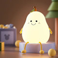 Miniatyrbillede 3 af 3: Led Pære Frugt Natlys USB Genopladelig Dæmpning Touch Silikone Bordlampe Pear 1pc