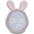 Miniatyrbillede 4 af 4: Vækkeure til soveværelser med snooze og natlys, digitalt vækkeur med termometer, justerbar lydstyrke og lysstyrke, pink, kaninformet