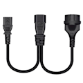 Miniatyrbillede 2 af 5: Y-splitter Adapter Line Iec320 C14 stik han til C13+eu4,8 mm hun strømledning