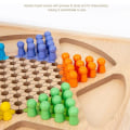 Miniatyrbilde 5 av 5: 4 i 1 tre Carrom Board leketøy Katapult sjakkspill Damer Burr-fri to-spiller puslespill Foreldre-barn interaktive leker gave