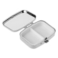 Miniatyrbilde 2 av 3: 5,6 x 4,2 cm rektangulær form i rustfritt stål, liten pilleboks, ensfarget sølv, medisinorganisator, tablettkapselboks, dispenser