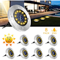 Miniatyrbillede 2 af 5: Solcelle Gulvlamper, 12 Led Solcellelamper Til Udendørs Brug, Havelamper 6000 K, Ip65 Vandtæt, Varm Hvid (8 stk)