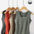 Miniatyrbild 5 av 5: Thermal linne för kvinnor Skjorta ärmlös Camisole Silk Patch Varm väst Underkläder - Grön