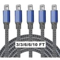 5-pakks nylon iPhone-lader Lightning-kabel Rask lading