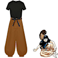 Pikkukuva 5 / 5: Anime Fushiguro Toji Cosplay Jujutsu Kaisen -asu Lyhythihainen Miesten Toppi Housut Halloween Rave-juhlat Taistelu-univormupuku