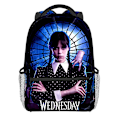 Miniatyrbillede 1 af 5: Wednesday Addams Karakter Fuld Print Rygsæk Dobbelt Skuldertaske Til Studerende 1