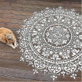 Miniatyrbillede 1 af 2: Mandala Hjælpemaling Skabelon Stor Genanvendelig Skabelon Til Gulv Væg Flise Stof Møbler