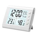Miniatyrbillede 4 af 5: Digitalt Vækkeur Hygrometer Letlæseligt Stort Digitalt Display Husholdningstermometer Multifunktionelt Ur til Stue White
