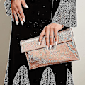Miniatyrbillede 1 af 4: Dame Clutch Aften Taske Pu Læder Fest Aften Daglig Date Metallisk Rosaguld Rose Gold