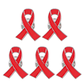 Miniatyrbillede 1 af 5: 5 Stykker Bånd Broche Nål Revers Nål Corsage Nål Legeringsmateriale Bånd Corsage Nål til Brystkræft og AIDS Bevidsthed Red