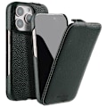Miniatyrbillede 1 af 4: MELKCO Magnetisk Etui til iPhone 16 Pro - Lodret Flip, Ægte Ko-Læder + PC Stødsikkert Cover - Grøn
