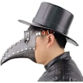 Miniatyrbillede 3 af 5: Halloween Lang Næse Fuglenæb PU Læder Pestedoktor Hovedbeklædning Gotisk Steampunk Middelalder Næb Maske