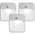 Miniatyrbillede 1 af 3: Batteridrevet bevægelsessensor LED Stick-anywhere natlampe, 3-pak, Hvid, 3 stk.