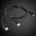 Pikkukuva 2 / 5: Musta kaksois-A-Micro-B USB 3.0 Y-kaapeli Sumsang Galaxy S5 Note 3 USB HUB:lle