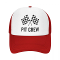 Pikkukuva 1 / 5: Muoti Kilpa-auto Varikkotiimi Ruutulippu Baseball-lippis Miehille Naisille Säädettävä Kilpa-urheilu Rekkamieshattu Urheiluun Red Trucker Hat