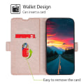 Miniatyrbillede 3 af 5: Til Nokia C32 Pu Læder-Smartphone-etui med kortplads Ridsefast telefonstativcover Rose Gold