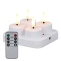 Rechargeable LED Tea Lights with Remote Control - Set of 4 Candles and Charging Station_qq