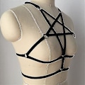 Pikkukuva 4 / 5: 2 kpl Seksikäs Naisten Valjaat Halter Pentagrammi Vartalovaljaat Rintaliivit Häkkirintaliivit Kupittomat Rintaliivit Punk Goottityylinen Nauhallinen Bralette