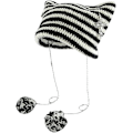 Miniatyrbilde 1 av 4: Grunge Beanies Heklede Strikkede Luer For Kvinner Jenter Rev Katteøre Goth Emo Alt Y2k Tilbehør Grunge Klær
