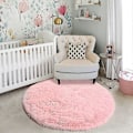 Miniatyrbilde 3 av 5: Blush Rund Teppe For Soverom, Fluffy Sirkelteppe 4'x4' For