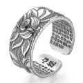 Miniatyrbilde 2 av 5: 99 Sølv Lotus Ring Med Hjerte Sutra Justerbar Åpen Ende Fingerring Smykker Gaver
