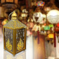Miniatyrbillede 2 af 4: Ramadan Lanterne Led hængende lanterner Ramadan Dekorationslys Feriebelysning Smedejern Natlys