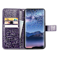 Miniatyrbillede 3 af 4: Firekløverlås Præget Spænde Læder Telefoncover Purple For Tecno Itel S23+