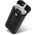 Miniatyrbilde 1 av 5: Lf9010 Sigarettveske med lighter, 20 stk 100mm King Size sigarettkapasitet, gaver til menn (9010-bk)