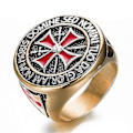Miniatyrbilde 1 av 5: Tempelridderringer for menn, Crusader Cross Biker-ring i rustfritt stål Gold 15