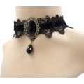 Miniatyrbillede 3 af 4: Retro Håndlavet Craft Blonde Royal Court Vampyr Choker Gothic Halskæde Armbånd Sort vedhængskæde