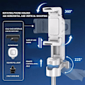 Miniatyrbillede 3 af 5: Mini-lomme telefonholder, 360-graders rotation Bluetooth fjernbetjening selfie stick, (hvid)