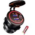 Miniatyrbilde 1 av 5: Qc 3.0 Dobbel USB Laderkontakt, vanntett 12V/24V USB Uttak Med Berøringsbryter For Bil, Båt, RV, Mo