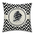 Miniatyrbild 3 av 5: Färgglada Ocean Series Segelbåt Ankare Design Kuddar Linne Bomulls Case Mjukt sängkläder Cover för soffa 45 X 45 Cm5st-blå (exklusive pillo