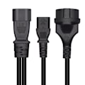 Miniatyrbillede 4 af 5: Y-splitter Adapter Line Iec320 C14 stik han til C13+eu4,8 mm hun strømledning