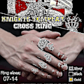 Miniatyrbilde 5 av 5: Tempelridderringer for menn, Crusader Cross Biker-ring i rustfritt stål Gold 11