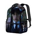 Miniatyrbillede 3 af 5: Wednesday Addams Karakter Fuld Print Rygsæk Dobbelt Skuldertaske Til Studerende 3